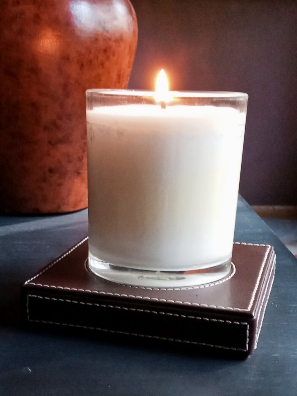 🔥Rare Henri Bendel Brown Leather Candle Holder & Luxury Desk Coaster Base🔥 - Picture 7 of 13